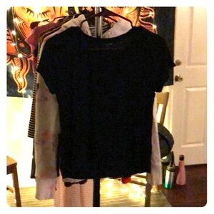 Navy cap sleeve crop top